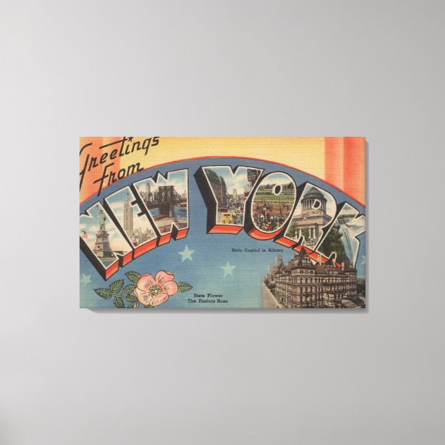 Lienzo Nueva YorkEscenas de letras grandesEstado de Nueva (Anverso)