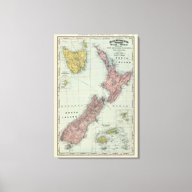 Lienzo Nueva Zelandia, Tasmania, Fiji (Anverso)