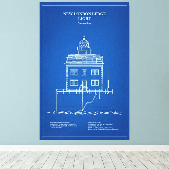 Lienzo Nuevo faro de London Ledge - Connecticut - AD (Insitu (piso de madera))