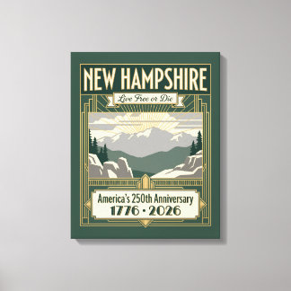 Lienzo Nuevo Hampshire Art Deco Aniversario 250 de Améric
