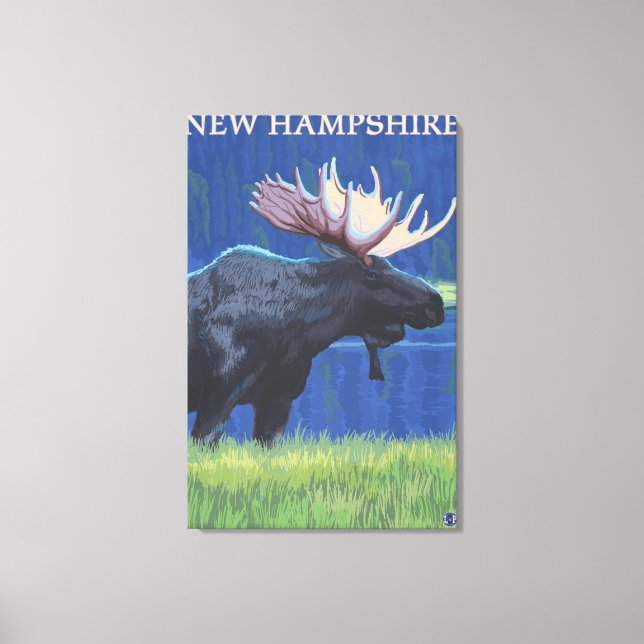 Lienzo Nuevo Hampshire Moose en la luz de la luna (Anverso)