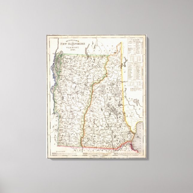 Lienzo Nuevo Hampshire, Vermont (Anverso)