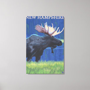Lienzo Nuevo HampshireMoose en el claro de luna