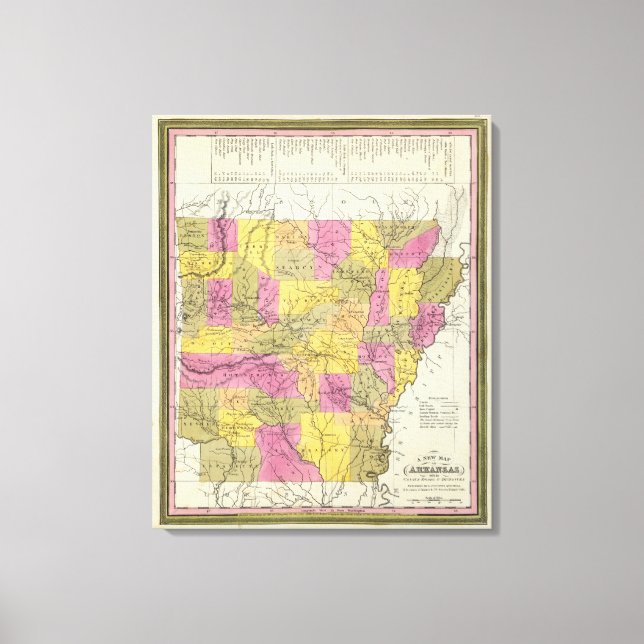 Lienzo Nuevo Mapa De Arkansas 2 (Anverso)