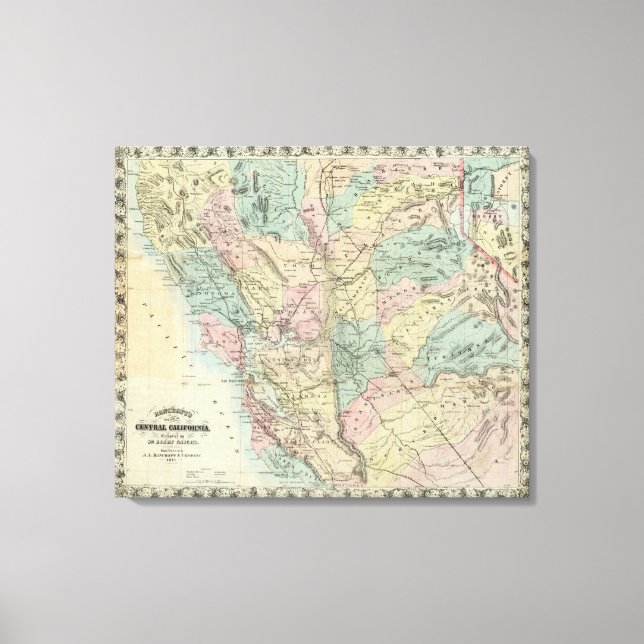 Lienzo Nuevo mapa de California Central de Bancroft (Anverso)
