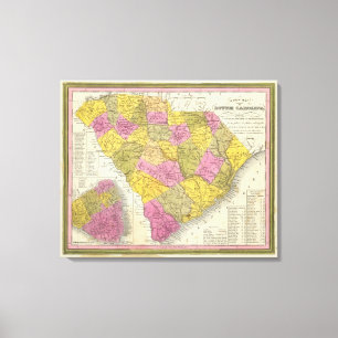 Lienzo Nuevo Mapa De Carolina Del Sur 2