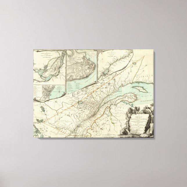 Lienzo Nuevo mapa de la provincia de Quebec (Anverso)