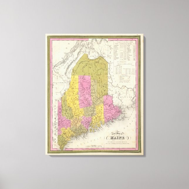 Lienzo Nuevo mapa de Maine 2 (Anverso)