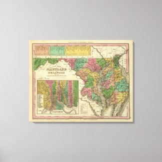 Lienzo Nuevo mapa de Maryland y Delaware