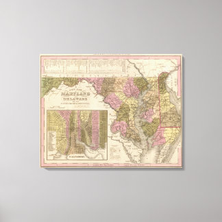 Lienzo Nuevo mapa de Maryland y Delaware 2