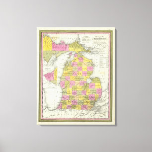 Lienzo Nuevo Mapa De Michigan 2