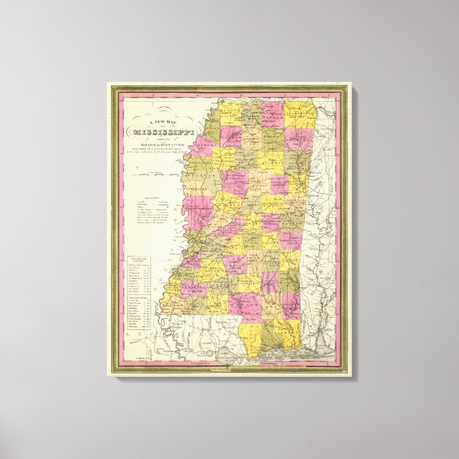 Lienzo Nuevo Mapa De Misisipi (Anverso)