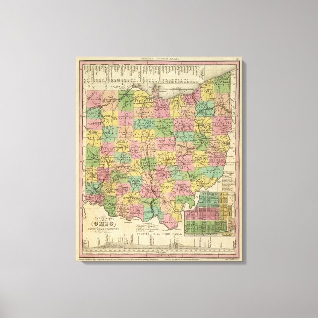 Lienzo Nuevo Mapa De Ohio (Anverso)