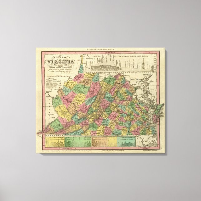Lienzo Nuevo Mapa De Virginia (Anverso)