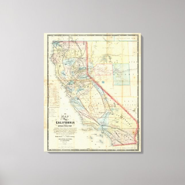 Lienzo Nuevo mapa del estado de California (Anverso)