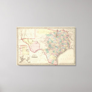 Lienzo Nuevo mapa del estado de Texas