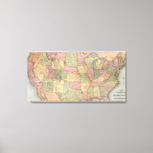 Lienzo Nuevo mapa del ferrocarril de los Estados Unidos