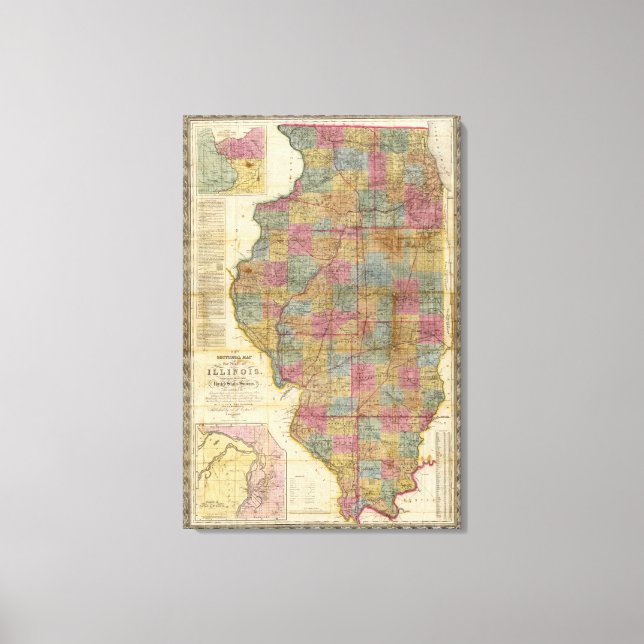 Lienzo Nuevo mapa seccional del estado de Illinois (Anverso)