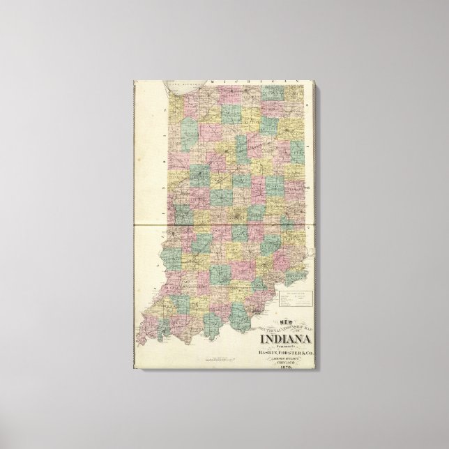 Lienzo Nuevo mapa seccional y municipal de Indiana (Anverso)