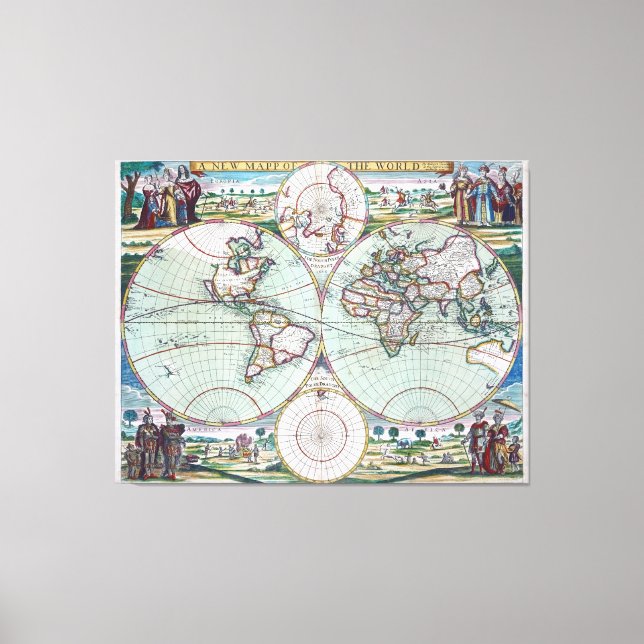 Lienzo Nuevo Mapp Del Mundo Samuel Thornton Wall Art (Anverso)