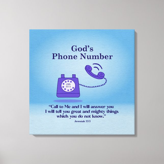 Lienzo Número de teléfono de Dios Jeremiah 33:3 (Anverso)