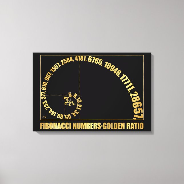 Lienzo Números de Fibonacci, Relación de Oro (Anverso)