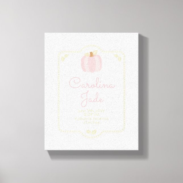 Lienzo Nursera de calabaza pequeña Estadísticas del bebé  (Anverso)