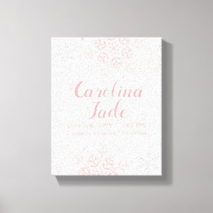 Lienzo Nursera de copo de nieve rosa Estadísticas del beb