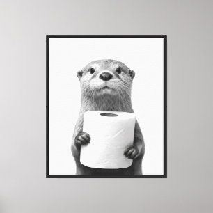 Lienzo Nutria Estoica Sosteniendo Rollo de Papel Higiénic