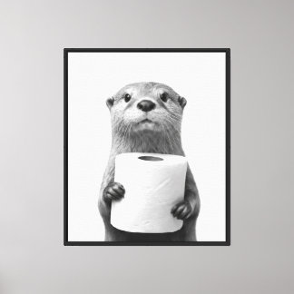 Lienzo Nutria Estoica Sosteniendo Rollo de Papel Higiénic
