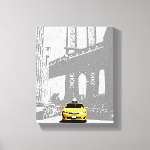 Lienzo Nyc Brooklyn Bridge Nueva York City Yellow Taxi