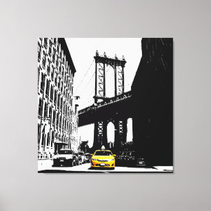 Lienzo Nyc Brooklyn Bridge Yellow Taxi New York City