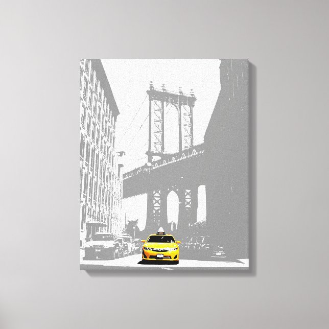 Lienzo Nyc Brooklyn Bridge Yellow Taxi New York City (Anverso)