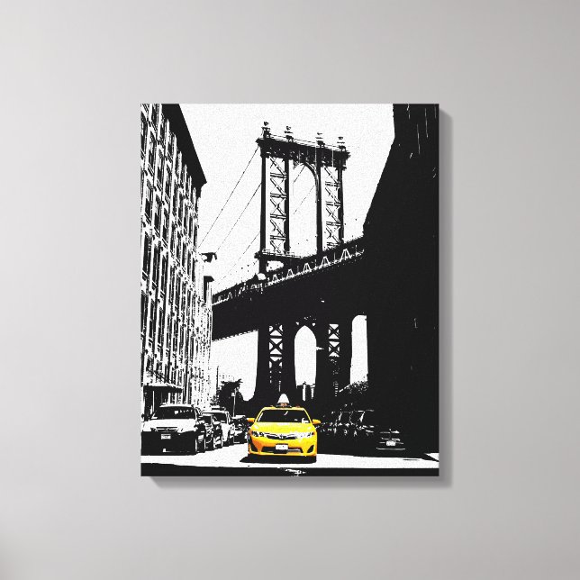 Lienzo Nyc Brooklyn Bridge Yellow Taxi New York City (Anverso)