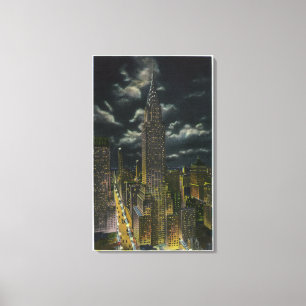 Lienzo NYC, nuevo edificio de YorkChrysler en la noche #