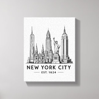 Lienzo NYC Skyline Illustration with Statue of Liberty