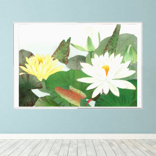 Lienzo Nymphaea lotus, grabado en madera japonés, 1917