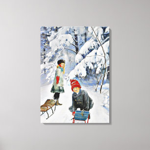 Lienzo Nystrom - Niños en la Nieve, 1910
