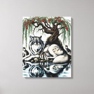 Lienzo Oasis familiar de Lobo Serene en Naturaleza Idílic