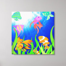 Lienzo Oasis subacuático Paraíso de peces tropicales