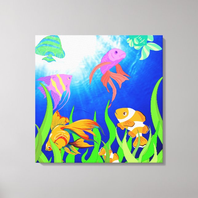 Lienzo Oasis subacuático Paraíso de peces tropicales (Anverso)