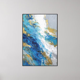 Lienzo Ocean Alloy: Azul y Dorado Abstracto
