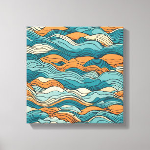 Lienzo Ocean Currents: Stylized Wave Pattern