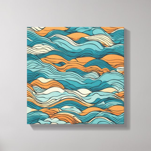 Lienzo Ocean Currents: Stylized Wave Pattern (Anverso)
