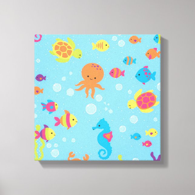 Lienzo Ocean Dreams Turtle and Fish Canvas Print (Anverso)