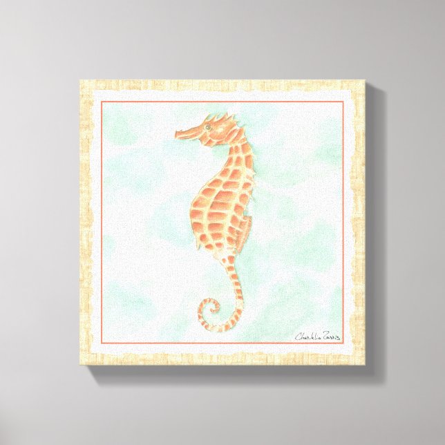 Lienzo Ocean Naranja Seahorse (Anverso)