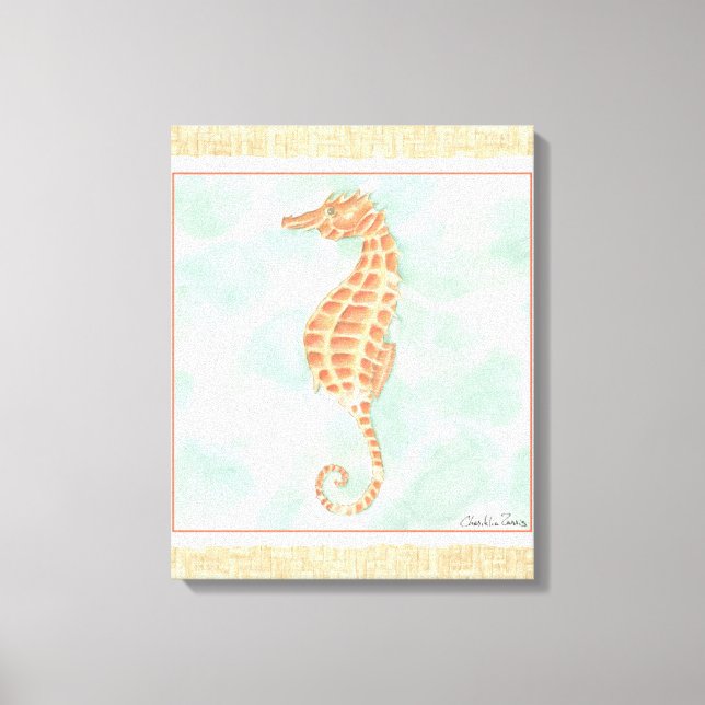 Lienzo Ocean Naranja Seahorse (Anverso)