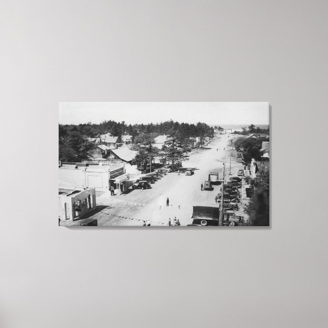 Lienzo Ocean Park, WA - Vista de la playa, Viejos Coches (Anverso)