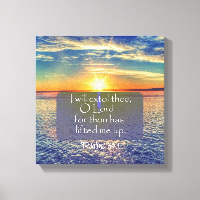 Lienzo Ocean Sunrise con la Biblia de los Salmos Verse (Anverso)
