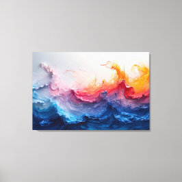 Lienzo Ocean Wave Fluid Art Sunset Glow Abstract